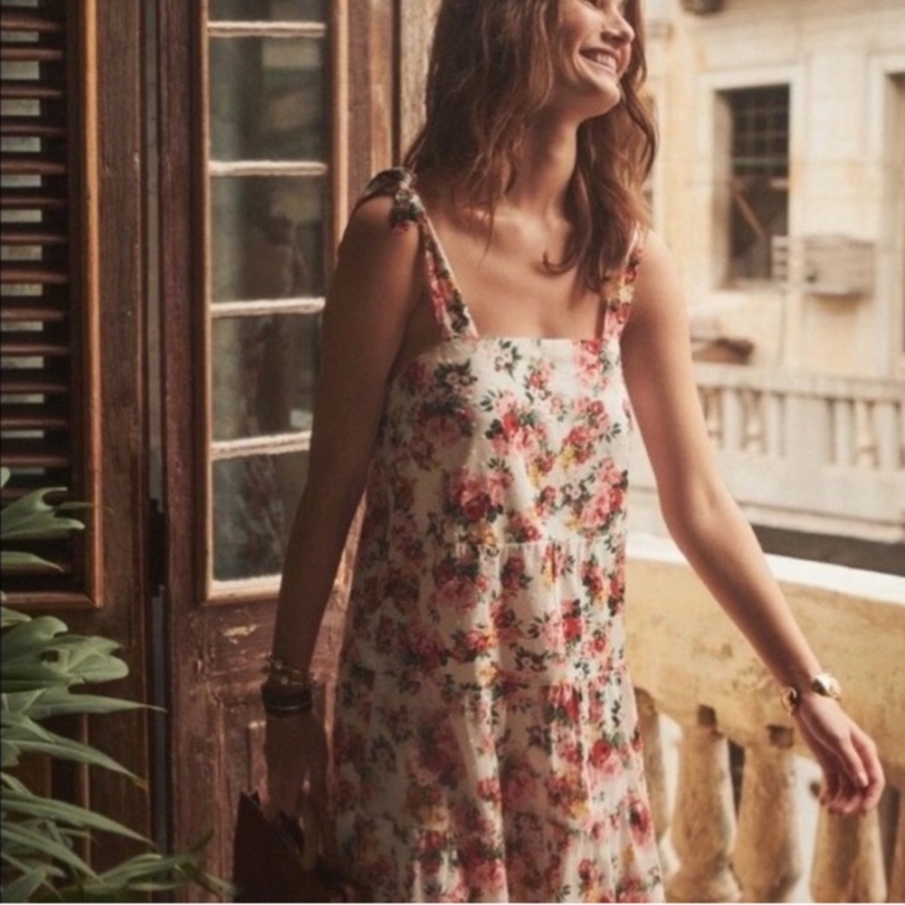 Sezane Mini Floral Dress in Bouquet de Rosa